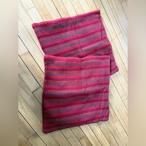 Crate & Barrel Quinn pillow set red stripes
